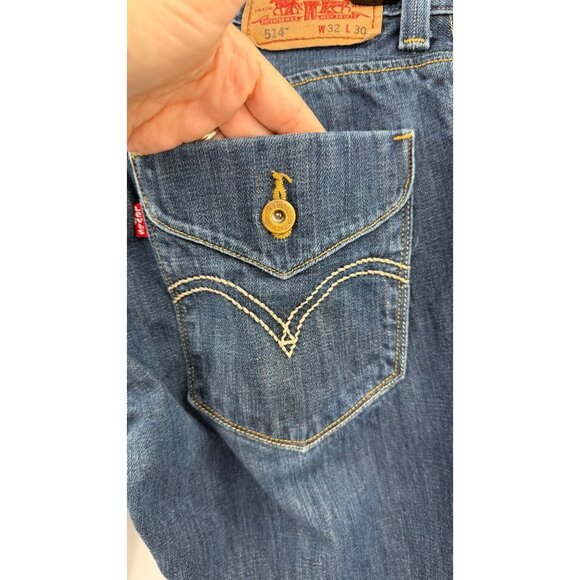 Levis 514 Mens Straight Fit Jeans W32 L30 Mid-Rise Blue Denim Classic Style - Picture 3 of 7